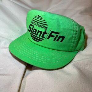 VTG Slant Fin NEON Green Hat OSFA Snapback Better Heating Logo USA CRISP EUC 90s